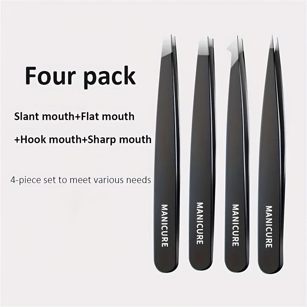 Eyebrow ClipStainless Steel Tweezer Set Ultra-Precise Slant Pointed Flat & Angled Tips for Effortless Eyebrow Shaping Splinter