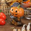 Pumpkins Scarecrows Fishing Figurine Cute Smile Pumpkins Head Fishers Sculpture Outdoor Garden Statue for Halloween