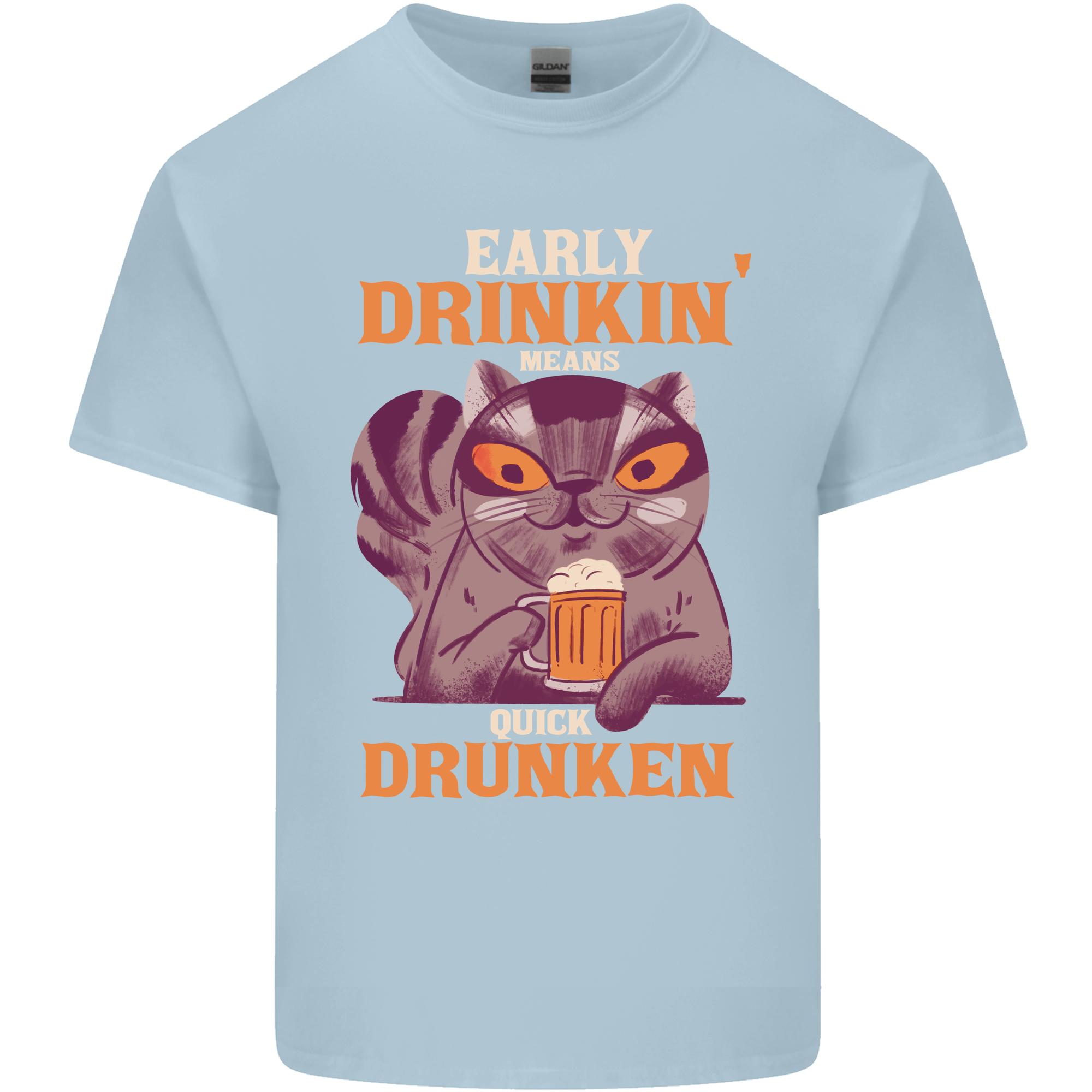 Early Drinkin Quick Drunken Funny Alcohol Beer Unisexs Light Cotton TShirt S