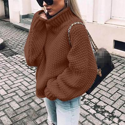 Mode Dames Herfst en Winter Afdrukken Gebreide trui met lange mouwen Casual trui