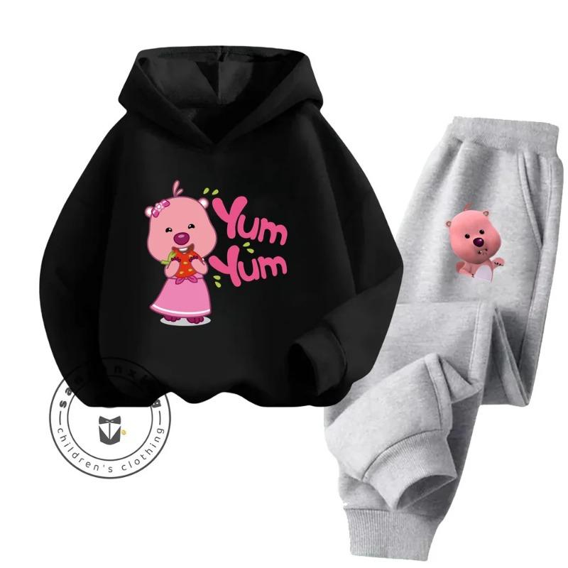 2025 Loppy Cartoon Innovative Creative Design Pure Cotton Hoodie Set Suitable for Children Outdoor Sports Essential Clothing