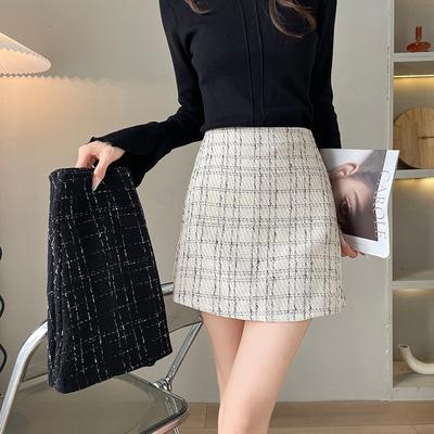 Spring and Autumn Korean Edition Fashion High Waist Plaid A-shaped Skirt Summer Short Skirt