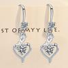Yousheng 1 Pair Hoop Earrings Shining Cubic Zirconia Geometric High-end Pendant Dress Up Hypoallergenic Rose Flower Heart Dangle Earrings Fashion