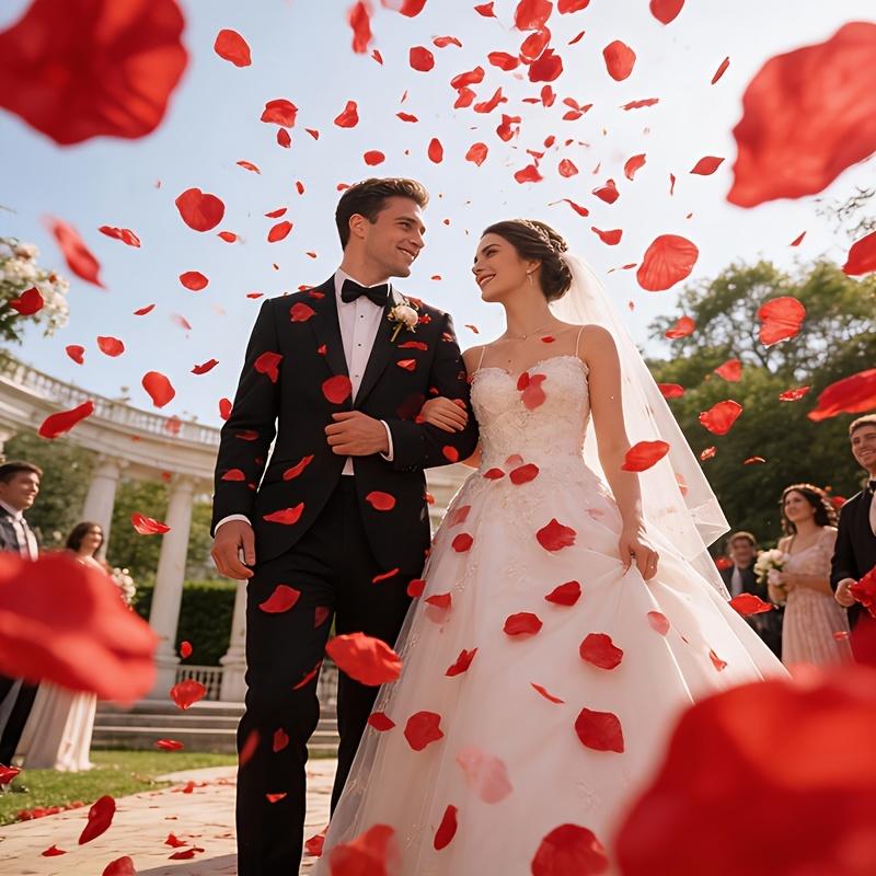 1 pièce 1000 pièces/paquet Pétales de Fleurs Artificielles | Roses de Mariage Roses Artificielles Pour Fiançailles Demande en Mariage Et Saint-Valentin Fabriqués en Plastique