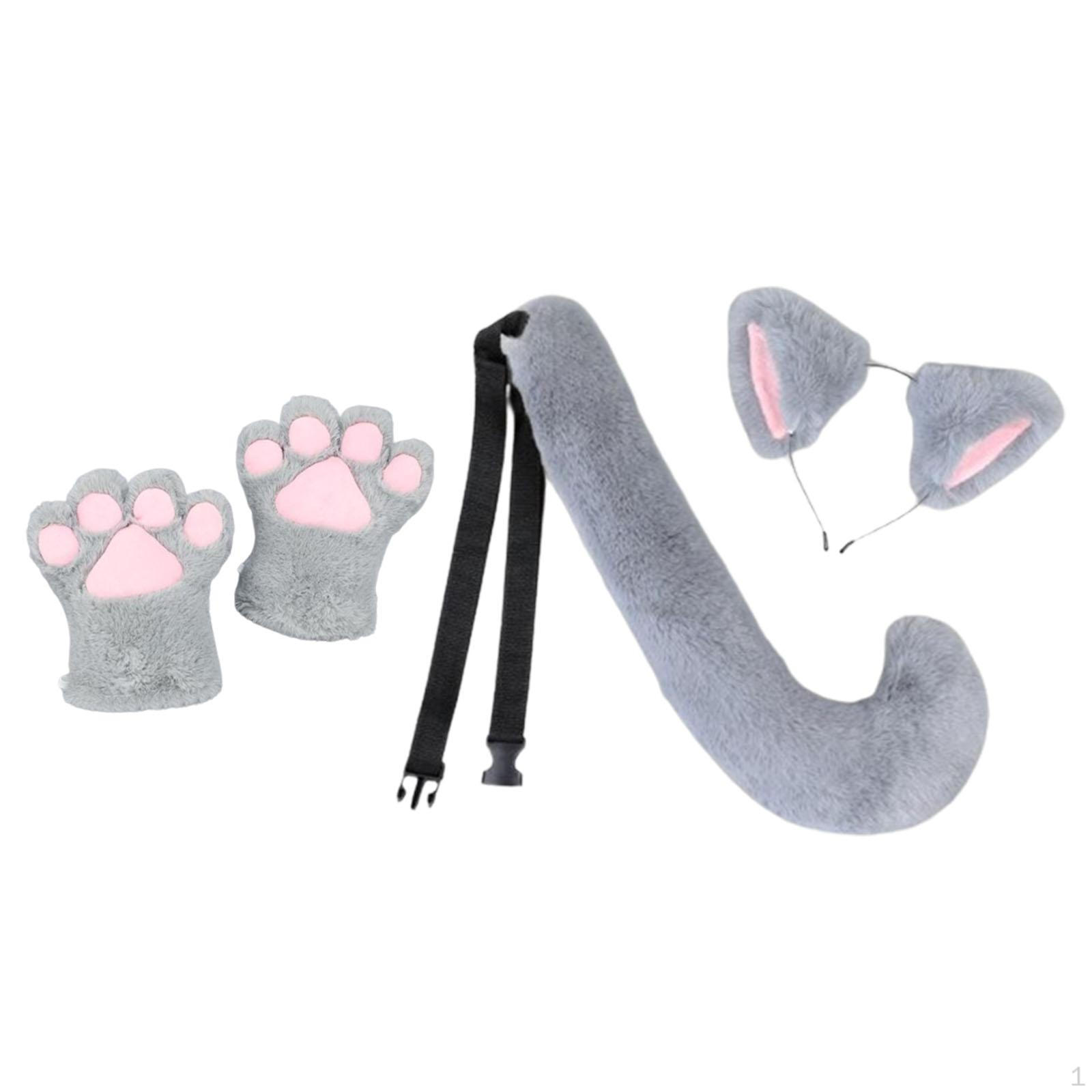 

Adorable Animal Ears And Tail Costume Set for Fun Themed Events Grey