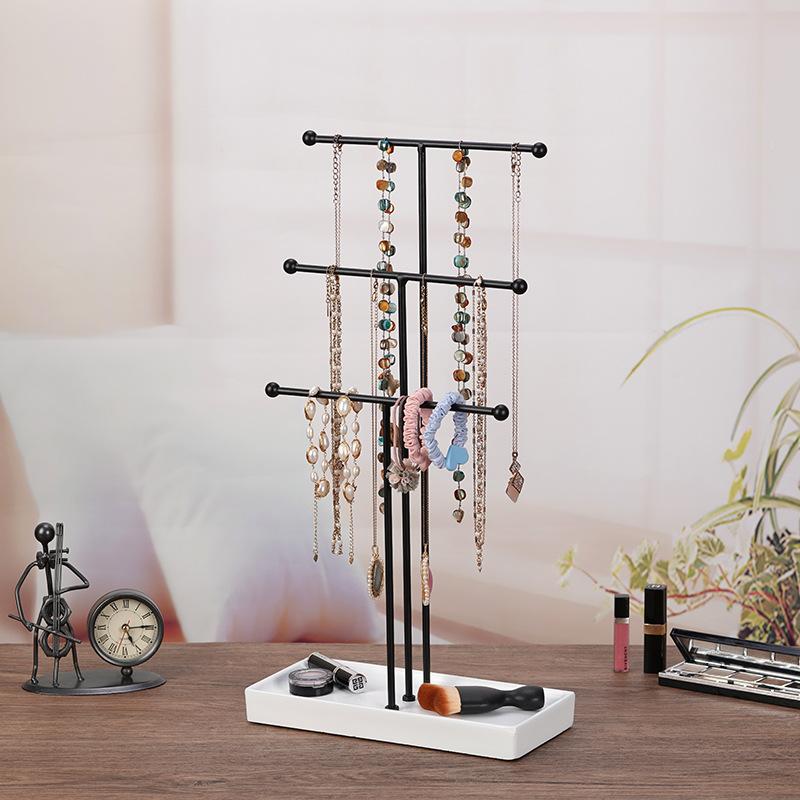 Jewelry Stand Holder Organizer: 18.3" Sturdy Jewelry Hanger for Necklace, Earring, Bracelet, Gold and Black