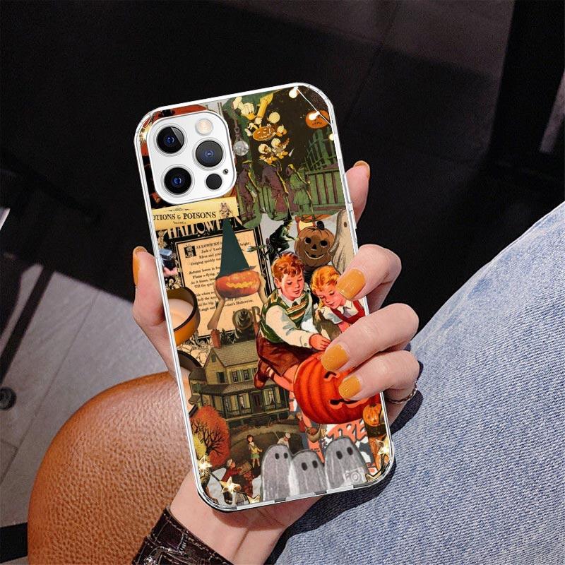 October Fall Halloween Spooky Pumpkin Phone Case For iPhone 17 Air 16 Pro Max 16E 15 + 14 Plus 11 12 13 Mini 7 8 SE Gift Print C