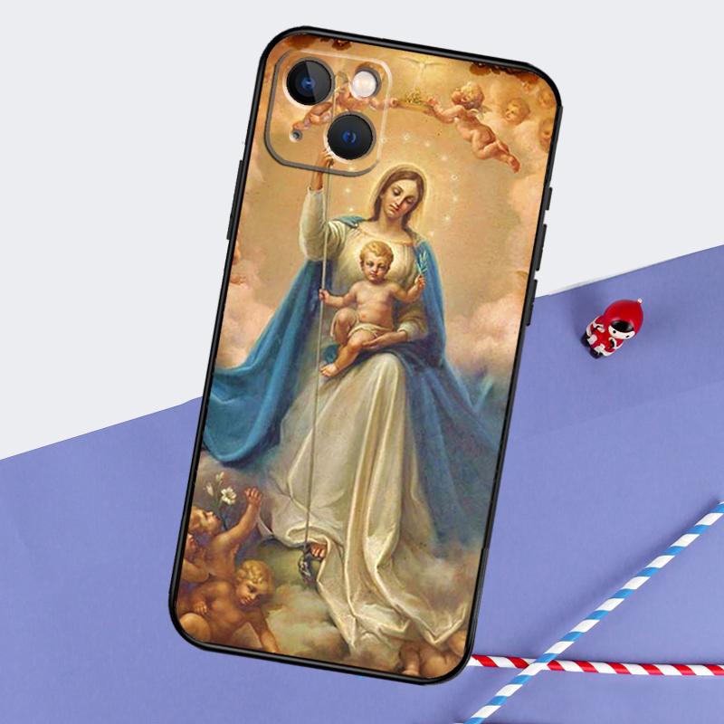 Virgin Mary Phone Case For iPhone 16 Pro Max 11 12 13 14 15 Pro Max Mini XR 16 15 Plus 16e Cover Shell