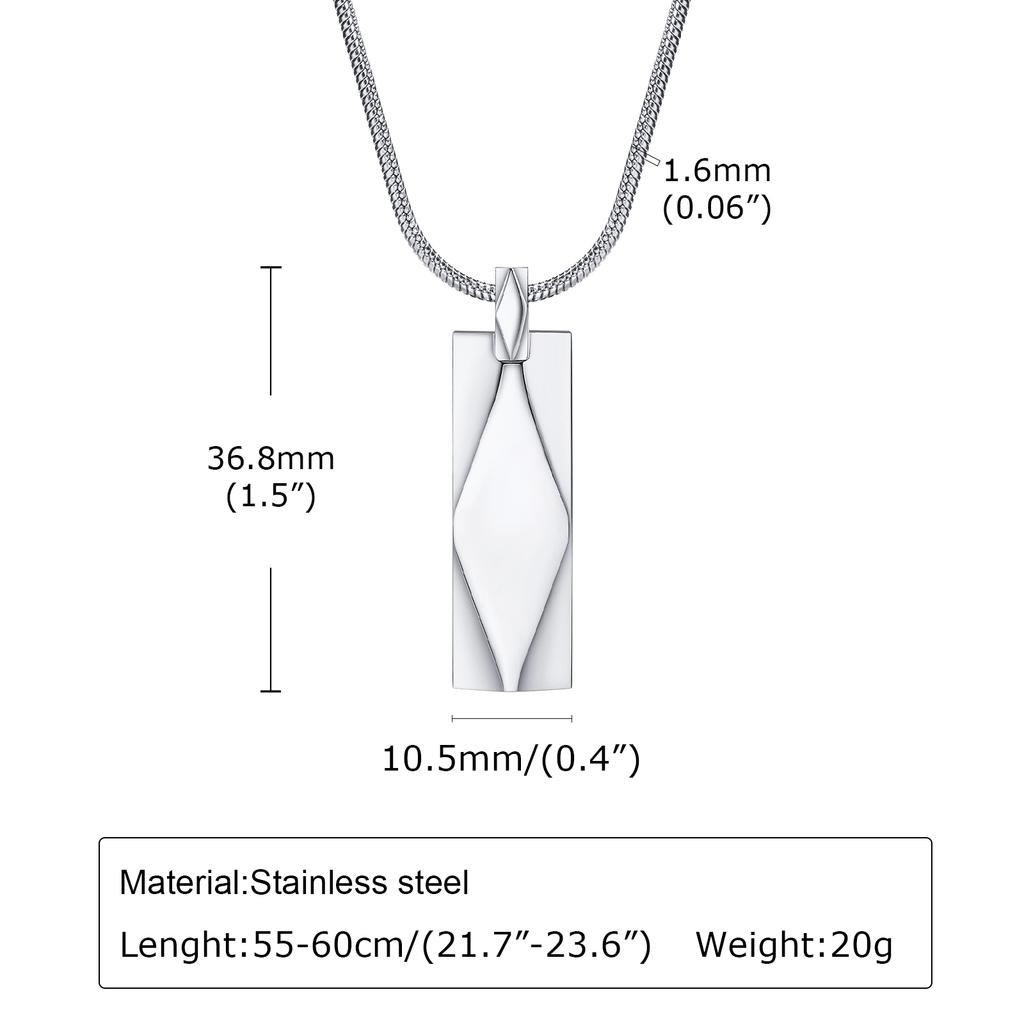 Rectangle Bar Pendants Necklaces for Men Stainless Steel Geometric Neckchain Minimalism Simplicity Collar Chain Jewelry for Him