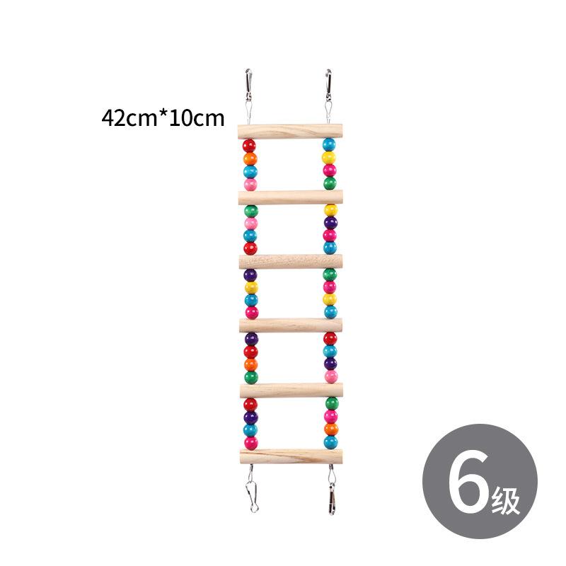 Wood Parrot Toys Bird Toy Cage Bird Accessories Swing Suspension Bridge Ball Cage Bells Pet Supplies Set
