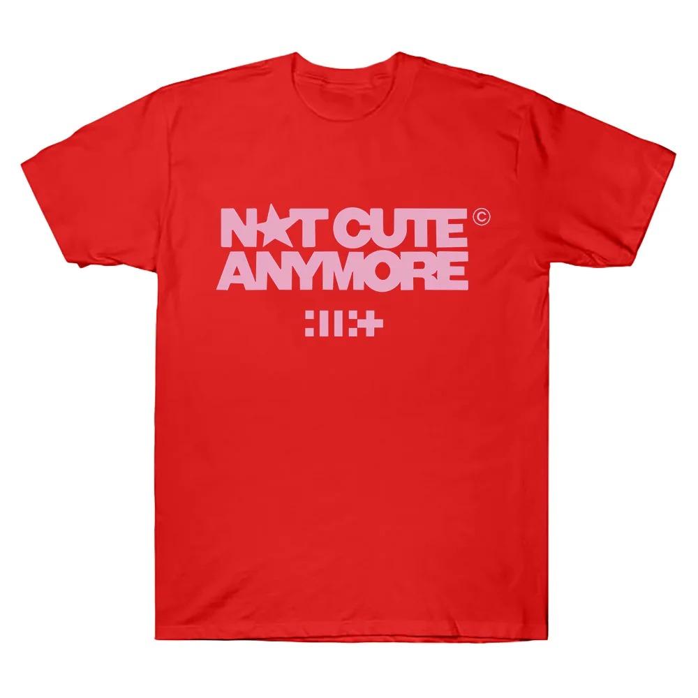 ILLIT Not Cute Anymore Album T-shirts ILLIT Girl Band T-shirt Kórejská móda Letné dámske pánske krátke rukávy ležérne bavlnené Y2K tričko XXXL červená