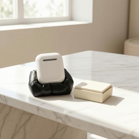 One-piece Headphone Holder 3D Printed Pillow-Shaped Stand, Cute Desk Organizer for Earbuds Study Stand Charging Case, Anti-Slip Stable Display