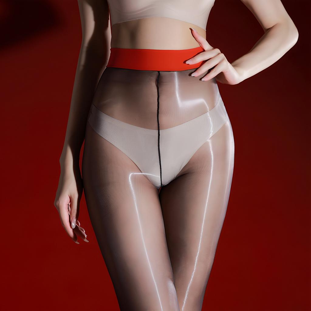 Sexy Ultra Thin Stockings Women Open Crotch Pantyhose 3D Oil Shiny Tights Glossy Smooth Hosiery Leggings Erotic Lingerie