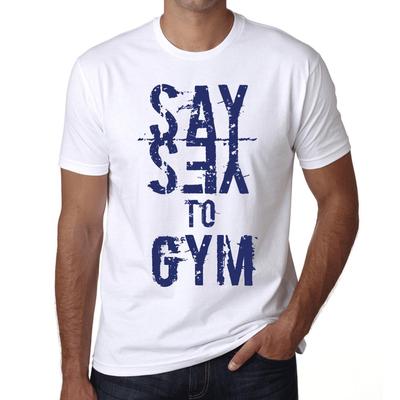 Men’s Vintage Tee Shirt Graphic T Shirt Say Yes To Gym White