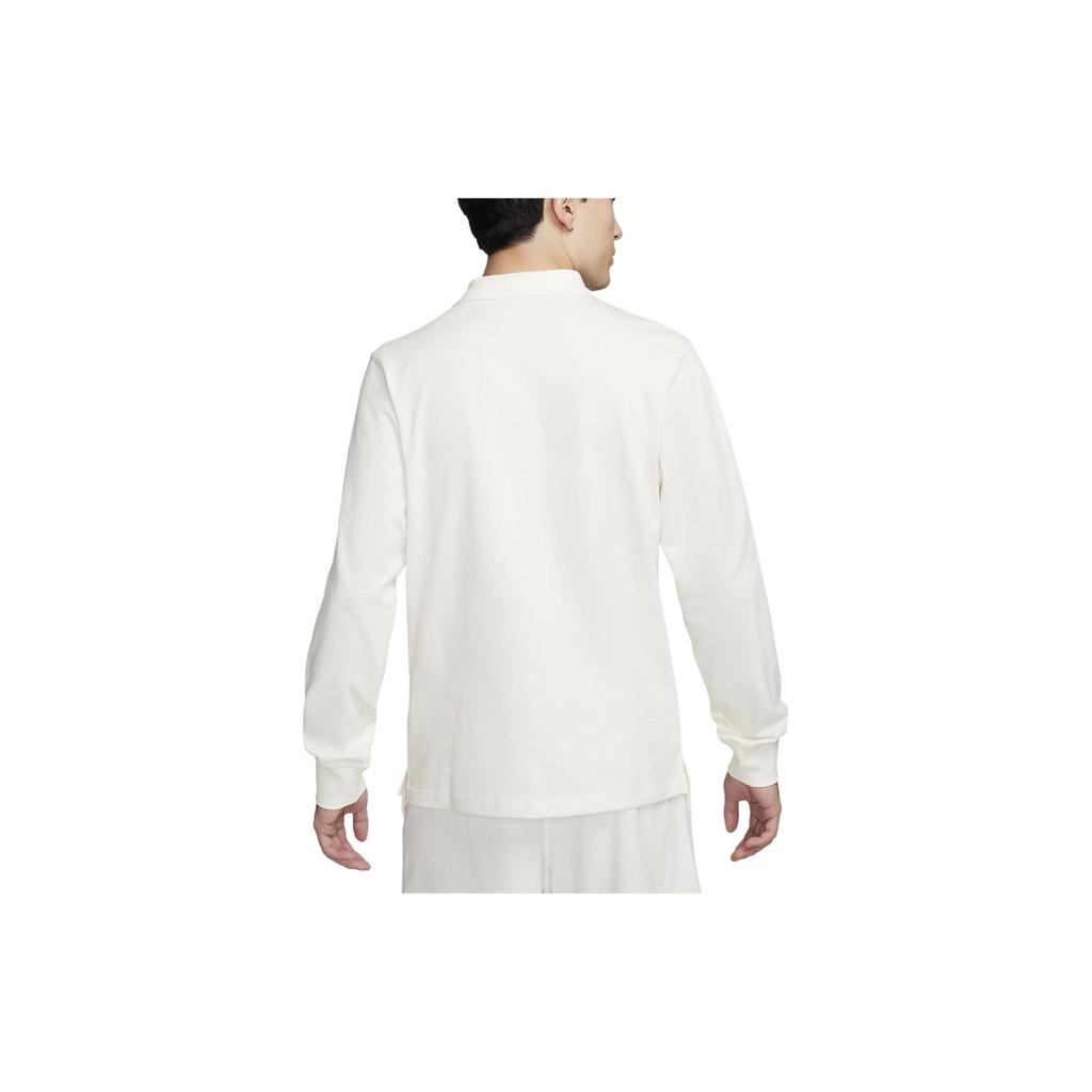 Nike Solid Color Letter Embroidered Knitted Long Sleeve Polo Shirt Men tops White FQ3418-133