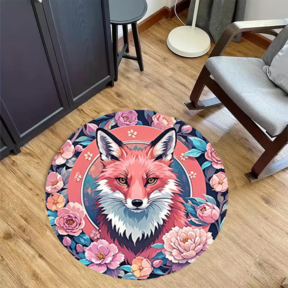 

1pc fox design home carpet non slip office decor gift living room bedroom Diameter 60cm