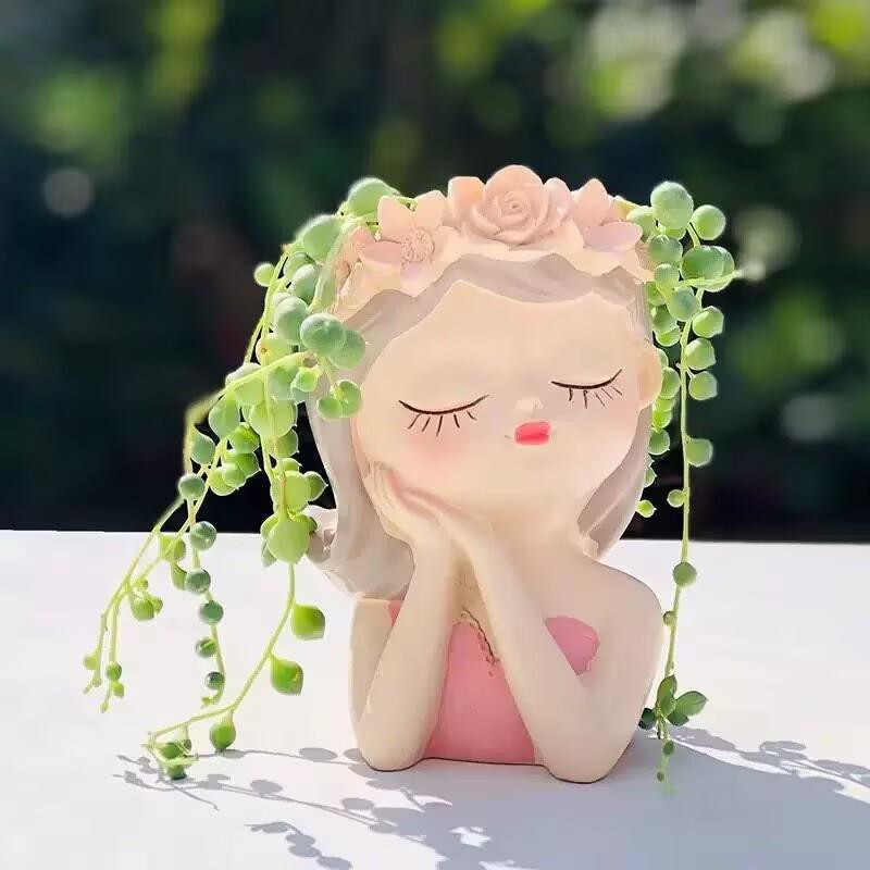Creative Fairy Girl Succulent Flower Pot Silicone Desk Ornament