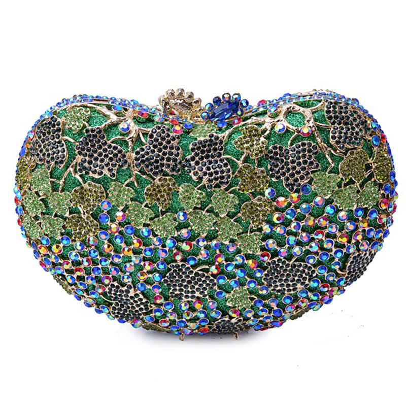 

WHTUOHENG Evening Purses Clutches Heart Shape Silver Crystal Women s Diamond Wedding Bridal Clutches Handmade Rhinestone Bags 18cmX12cmX6cm