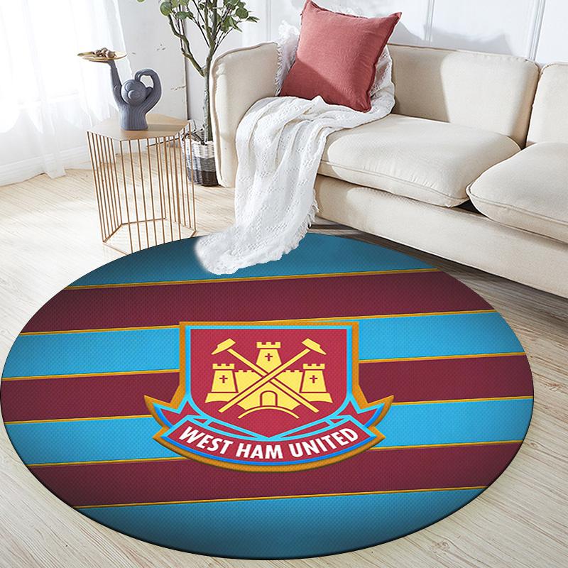 West Ham United2 Round Area Rug,Carpet Rug for Living Room Bedroom Sofa Playroom Decor,Non-slip Floor Mat