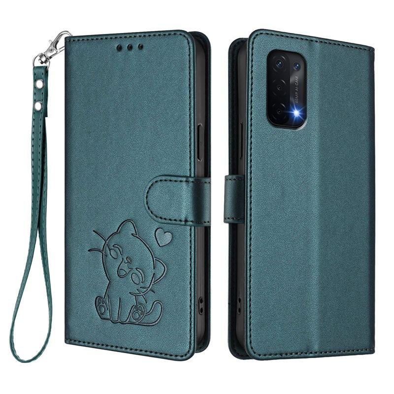 Suitable for Samsung S25 FE phone case with heart-printed cat design, M56 5G flip cover with card slot and wallet function