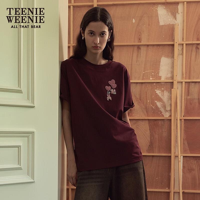 Teenie Weenie Bear Embroidered Round Neck Short Sleeve T-shirt