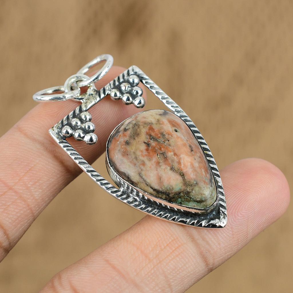 Birthday Gift For Her Natural Butterfly Jasper Gemstone Pendant 925 Silver