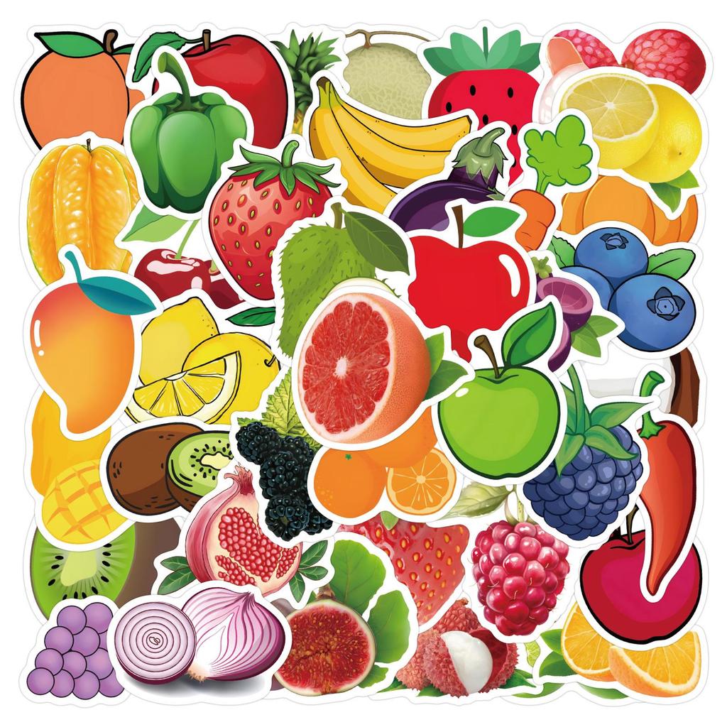 60 Sheets Fruit Graffiti Stickers for Notebook, Luggage, or Journal Decoration
