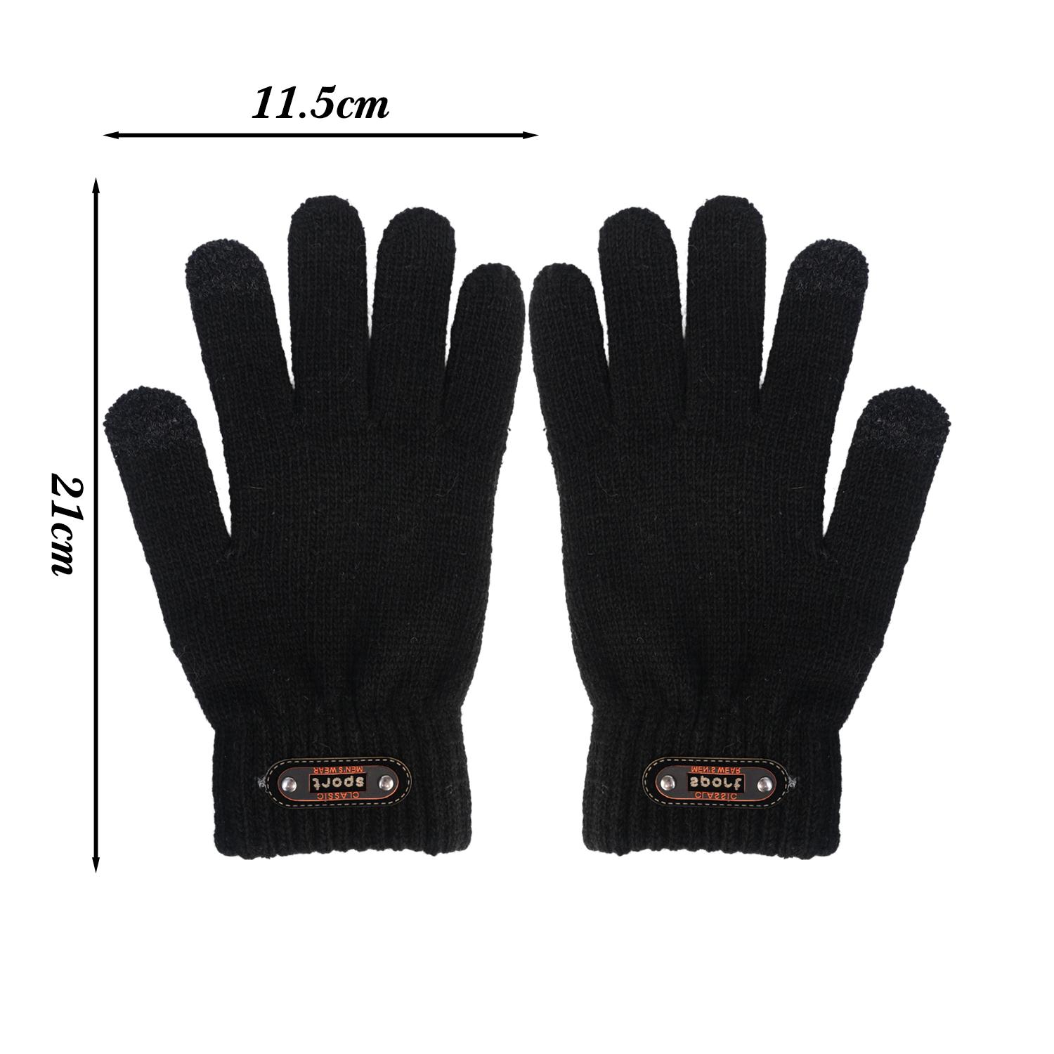 Knitted Touch-screen Gloves Children s Winter Cycling Cold-proof Double-layer Thick Gloves Students Outdoor Warm Cotton Gloves Double-decker
