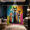 1Pc Color Cartoon Cat Print Waterproof Shower Curtain Partition Privacy Hanging Curtain, With 12 Hooks, Multiple Sizes