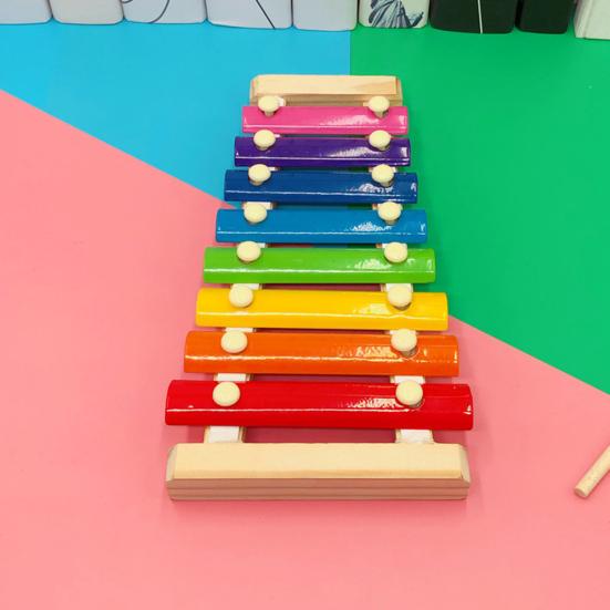 8 Note Wooden Xylophone Toy with 2 Mallets Colorful Metal Keys Glockenspiel Xylophone Toddlers Boys Girls Educational Percussion