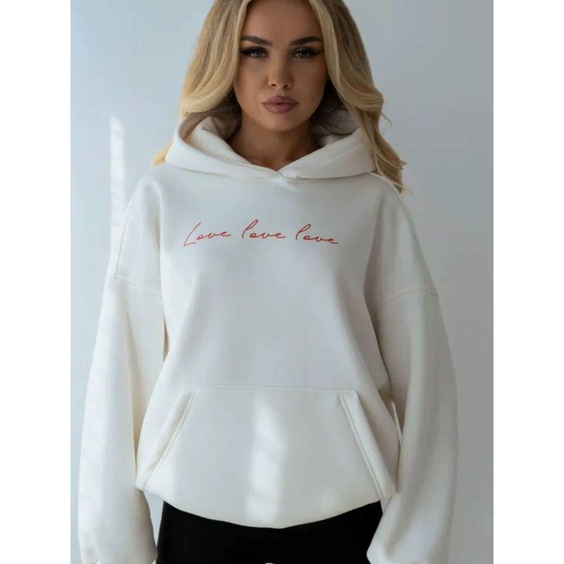 Fashion Style Hooded Sweatshirt Fashion Letter Printed Loose Top Letter Printed Hooded Top