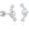 Cicy Bell Womens Flat Back Stud Earrings 18K Gold Plated Hypoallergenic | 316L G23 Surgical Titanium Steel, CZ Stud Jewelry, Tragus Helix Cartilage