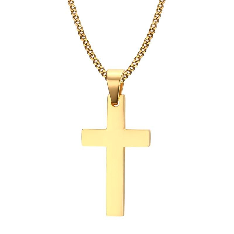 Vnox Simple Stainless Steel Cross Pendant Necklaces for Women, Prayer Religious Choker Collar Christian Gift Jewelry