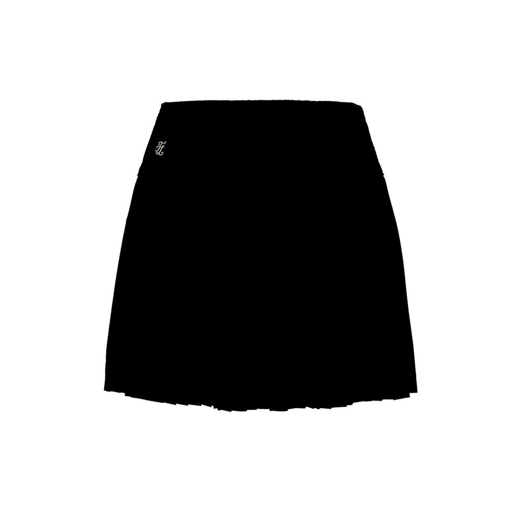 FAIRLIAR GOLF Lace Flare Pleated Skirt (Black)