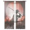Japanese Anime Character Bushido Translucent Drapes ideal for Living Room Kitchen Tulle Windows Voile Yarn Curtains ideal for Bedroom Space Decor