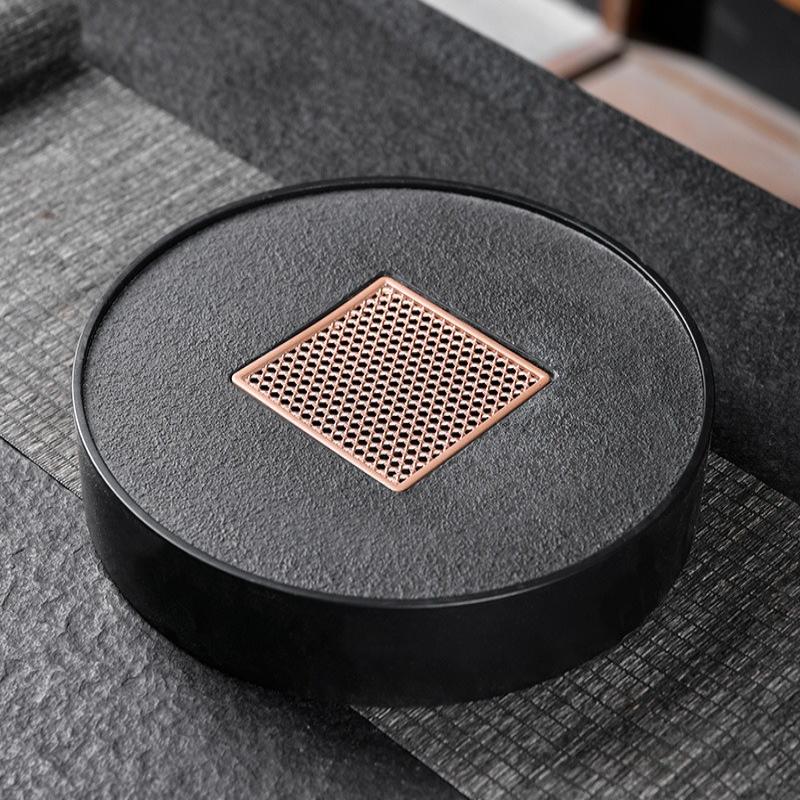 

Rotating Imitation Obsidian Tea Tray Luxury Home Tea Table Drainage Water Storage Tray Dry Brew Tea Set Size can be selected S