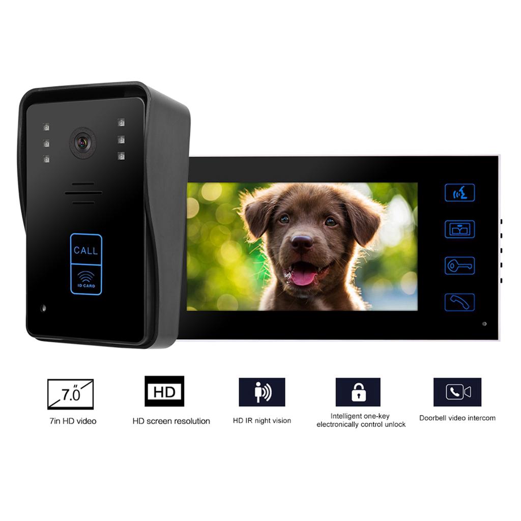 7in TFT Wired Video Door Phone Doorbell Intercom System Touch Key IR Night Vision