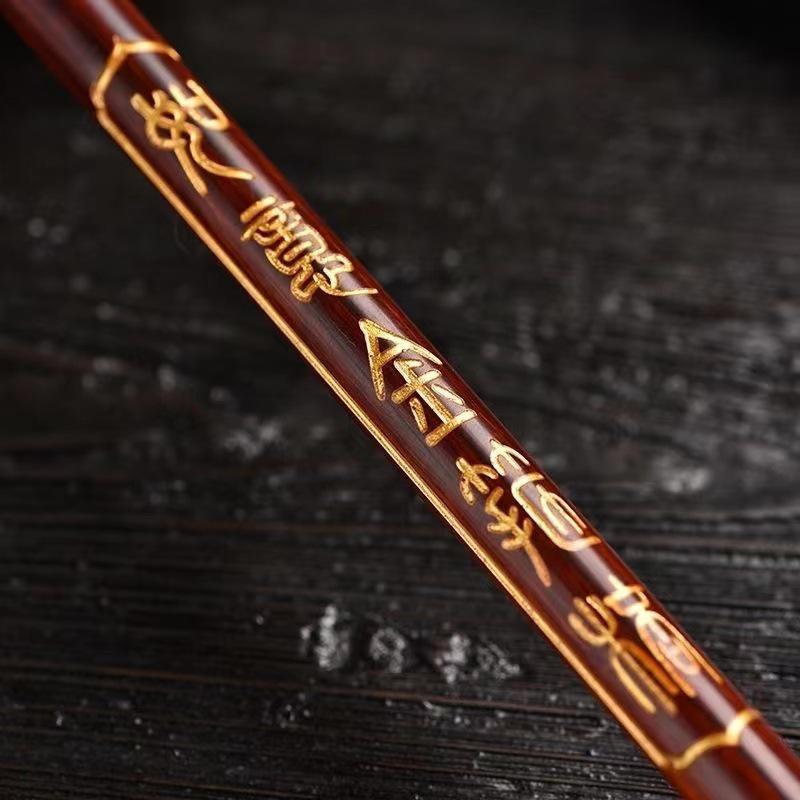 Rosewood Mini Golden Cudgel: Wooden Carved Wushu Stick Ornament