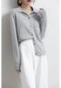 Women's 2023 Light Luxury Loose Knit Wool Polo Cardigan with Lapel Collar