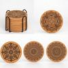 8Pcs Cork Coasters with Rack Round Retro Coasters Absorbent Heat-Resistant Table Mats Insulated Dining Placemats for Table Protection