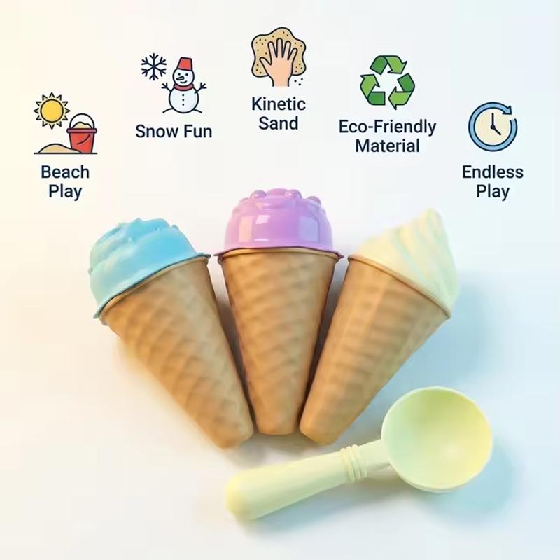 Creative Ice Cream Shaped Beach Sand Molding Toys All Season Snow Sand Play Tools Game Kit For Seaside Backyard Interactive Fun