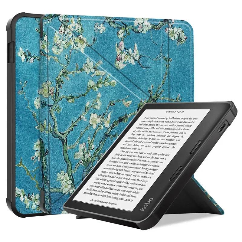 Pour Funda Kobo Libra Colour () Étui intelligent à pliage en Y en cuir PU pour Coque Kobo Libra Color Libra2 7  Coque arrière en TPU Libra Colour 2024