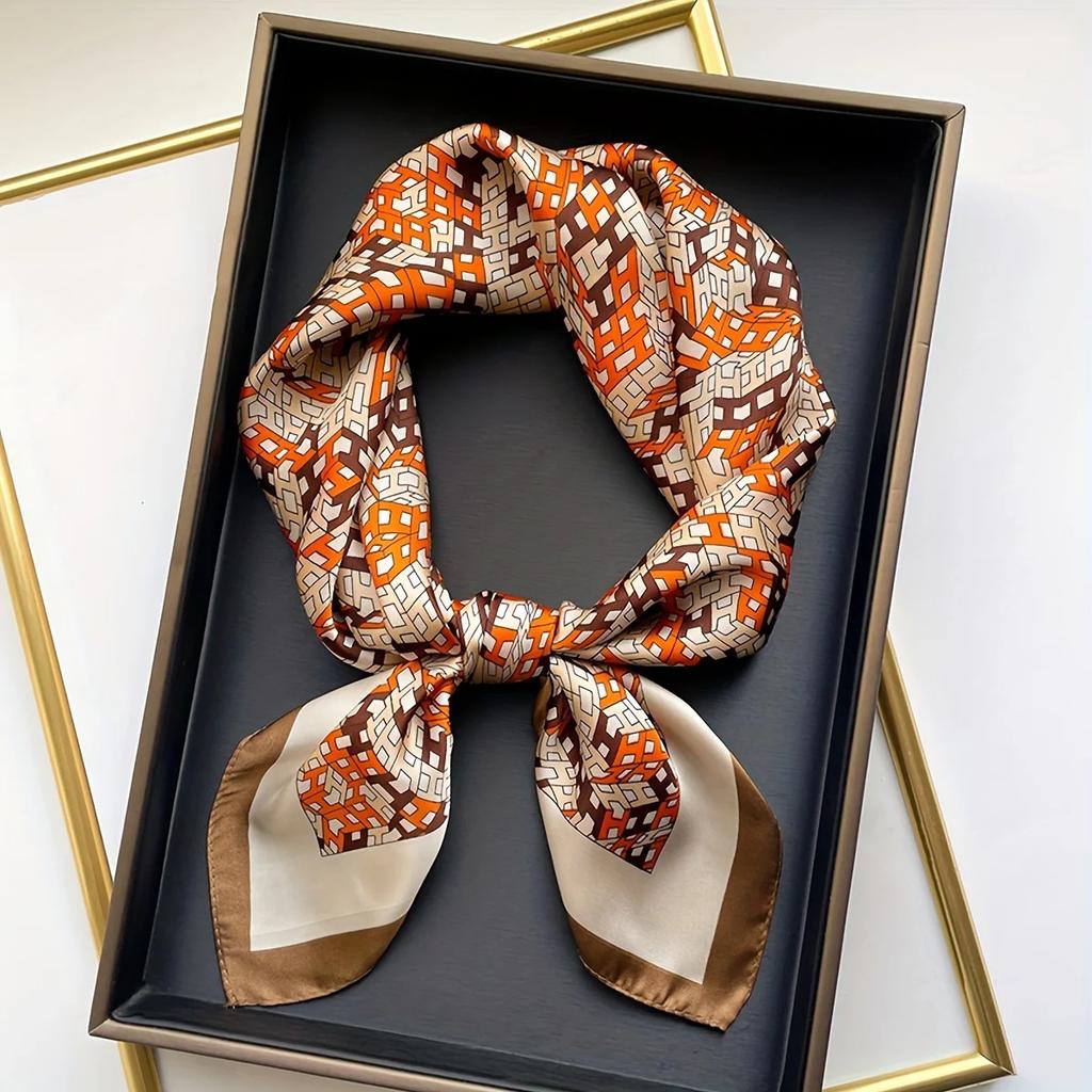 Elegant Nordic Style All Seasons Scarf Faux Silk Large Square Shawl Simple Chic Decorative Wrap For Teens