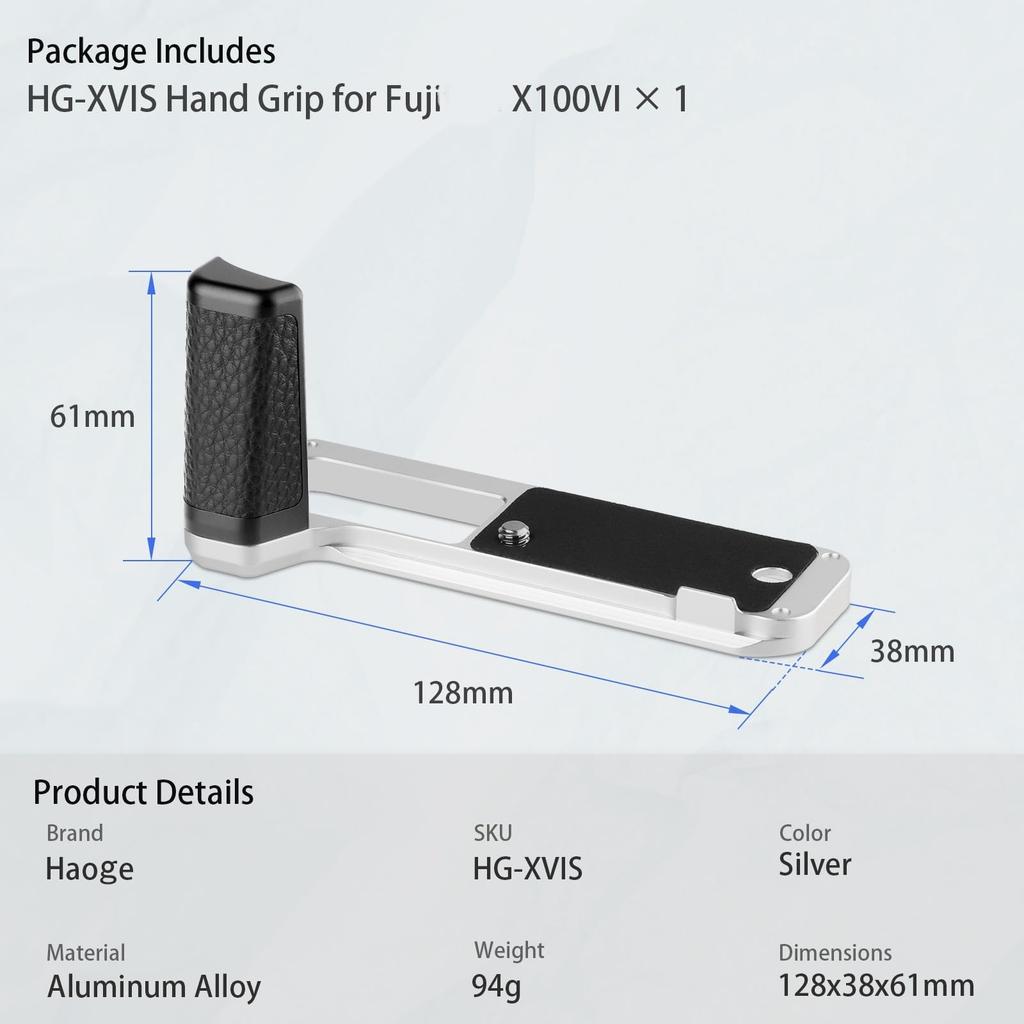 Haoge Holder Hand Grip for Fujifilm Fuji X100VI Grip Quick Release Camera Handle Bracket Camera, L-Shaped HG-XVIS, Arca-Swiss Plate,