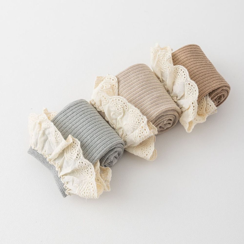 5Pairs Lace Trim Baby Calf Socks Baby Long Tube Cartoon Above Knee Socks  Kids