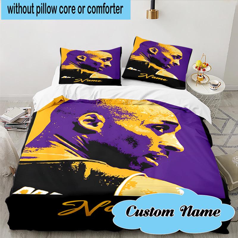 Custom Name 3PCS Legacy: Lakers Pride Bedding Set, Including 1pc Duvet Cover And 2pcs Pillowcases, Suitable for dorms and bedrooms Gift