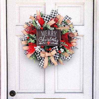 Christmas Webbing Mesh Black Sign Wreath Pendant Christmas Garden Arrangement Props Wreath Decoration