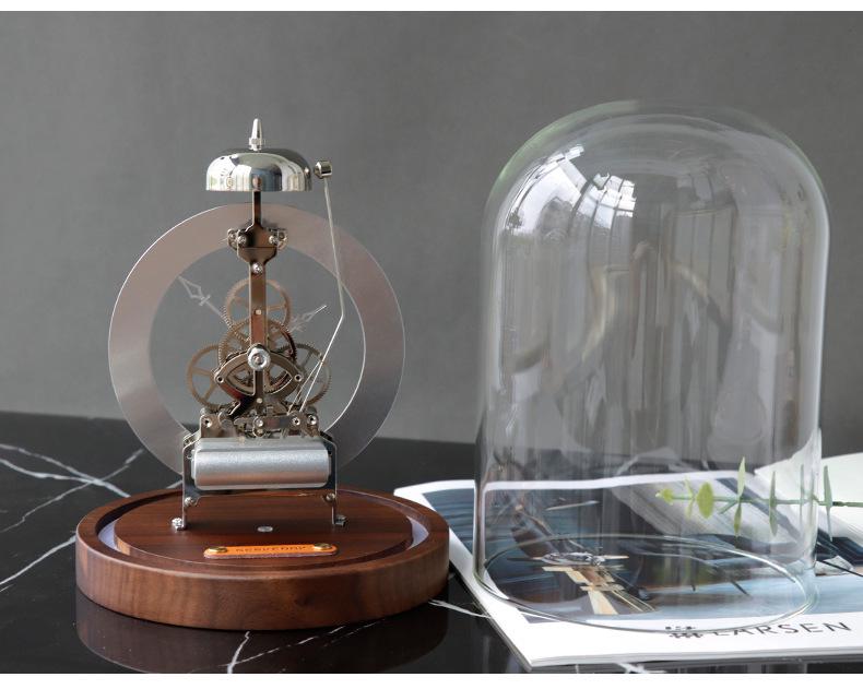 Black Walnut Solid Wood Alarm Clock with Night Light: Pure Time Mechanical Movement