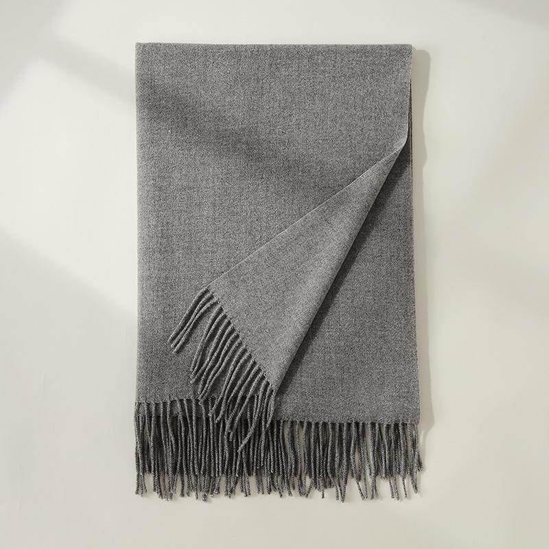Imitation Cashmere Scarf Autumn and Winter New Solid Color Mid Length Warm Scarf Japanese and Korean Sweet Fashion Tassel Scarf
