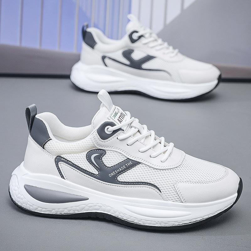 Sneakers men s summer new men s hollowed mesh breathable casual leather shoes non-slip men s shoes 38